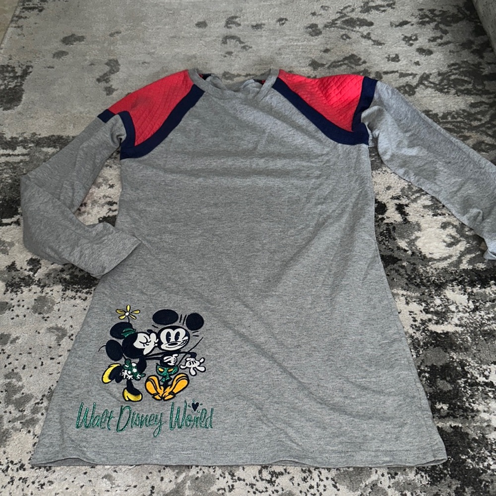 Walt Disney World gray Mickey and Minnie long sleeve sweatshirt dress